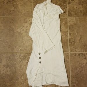 White 3/4 sleeve shirt with Silver buttons